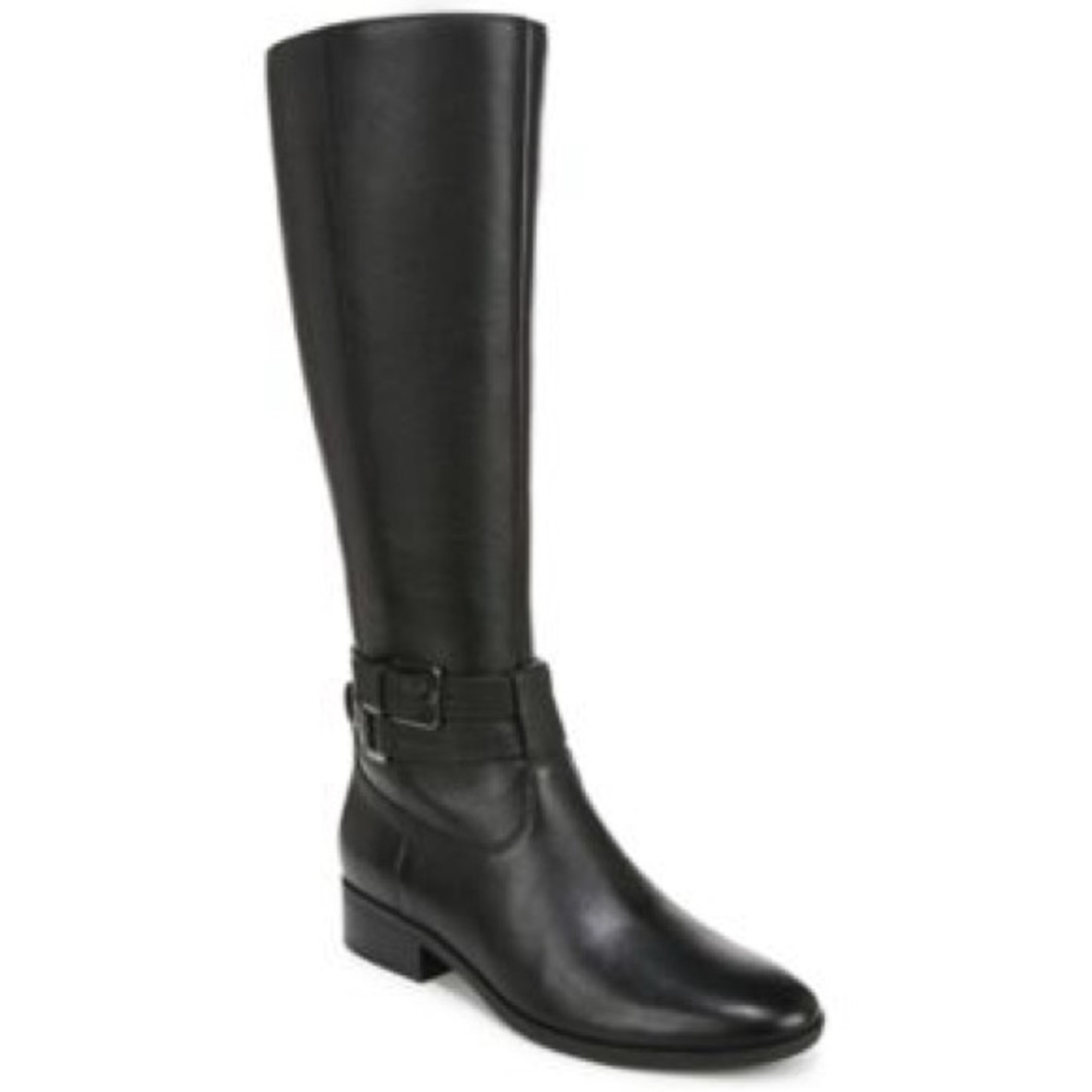 Naturalizer Rory Knee High Wide Calf Black Leather Boots Size US 10